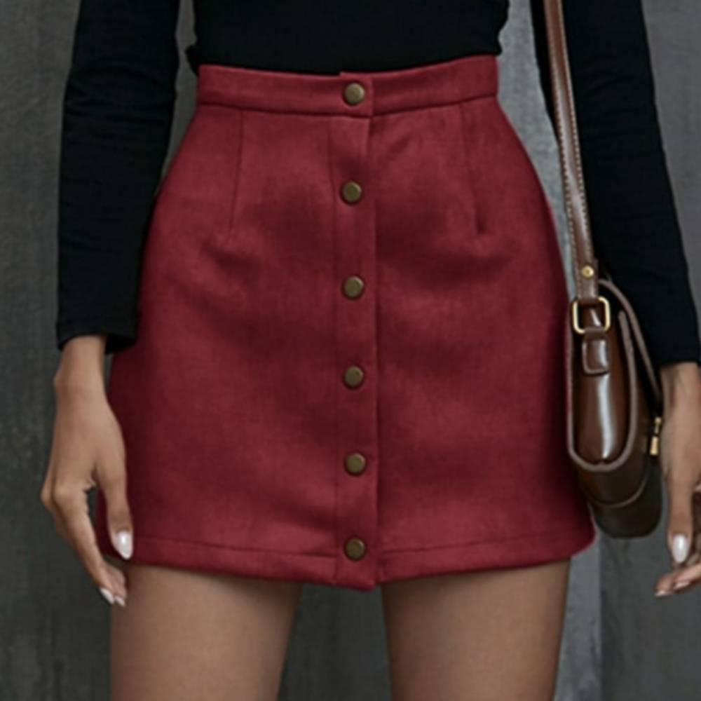 ~Final⭐~SHEIN button front suede skirt